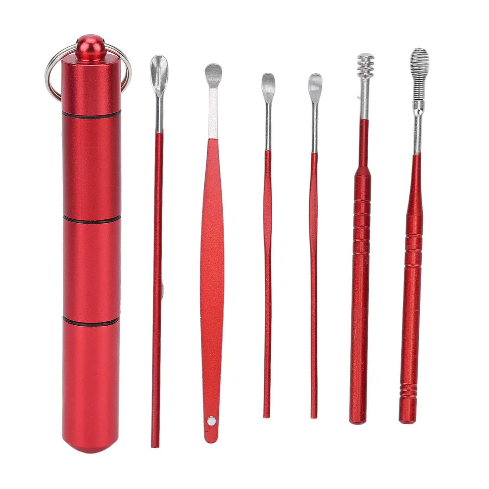 Ear Wax Removal Kit 6Pcs Earpick Set Earwax Curette Remover Ear Spoon  Cleaning Tool Set with Storage Box for Adult Children for Home Beauty Salon  (Red)