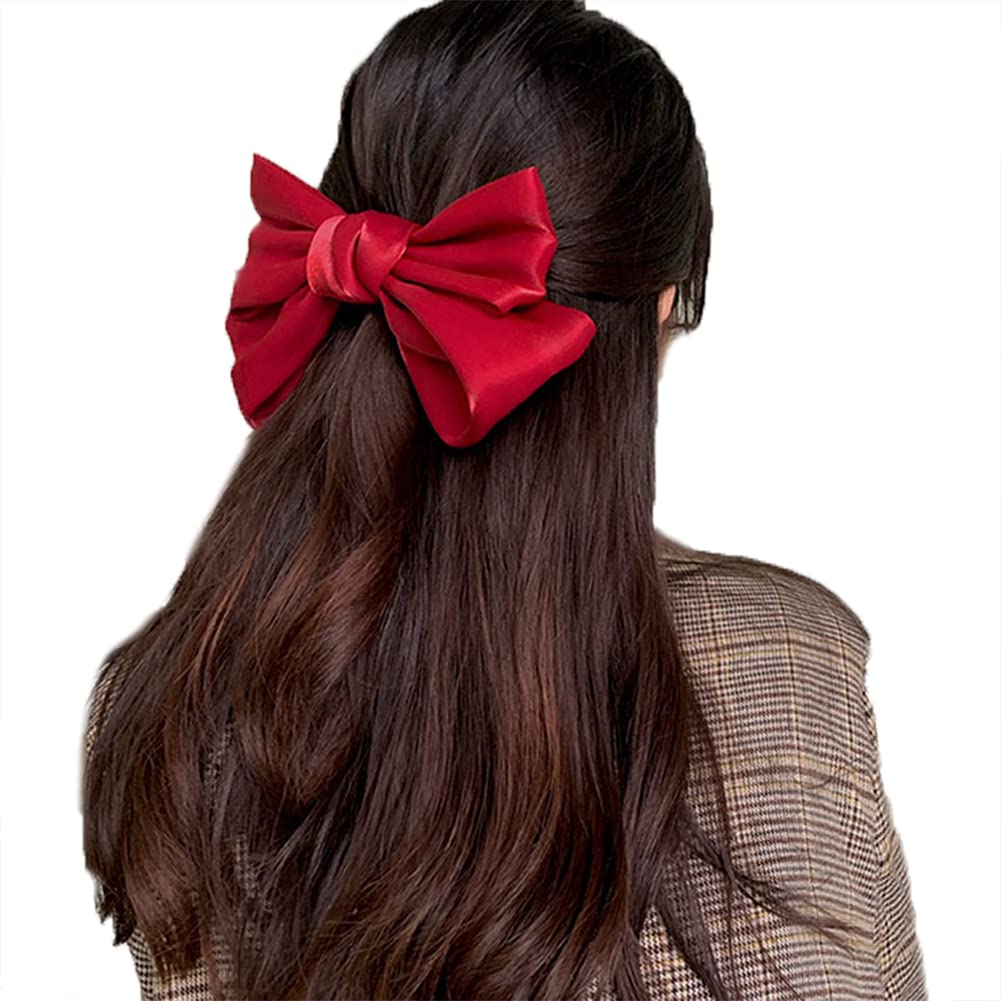 Stylish Bow with Big Ribbon Hair Clip for Women & girls color RED