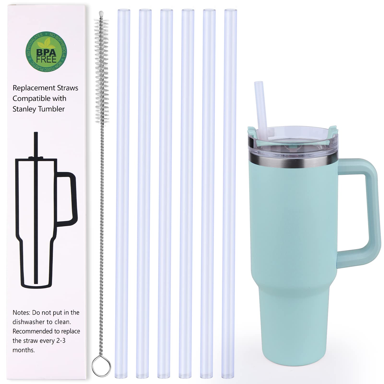 Ouharty 12.2-Inch 4-Pack Replacement Straws for Stanley 40 oz 30 oz Cup  Tumbler, Reusable Straws Compatible with Stanley Cup and Simple Modern  Tumbler