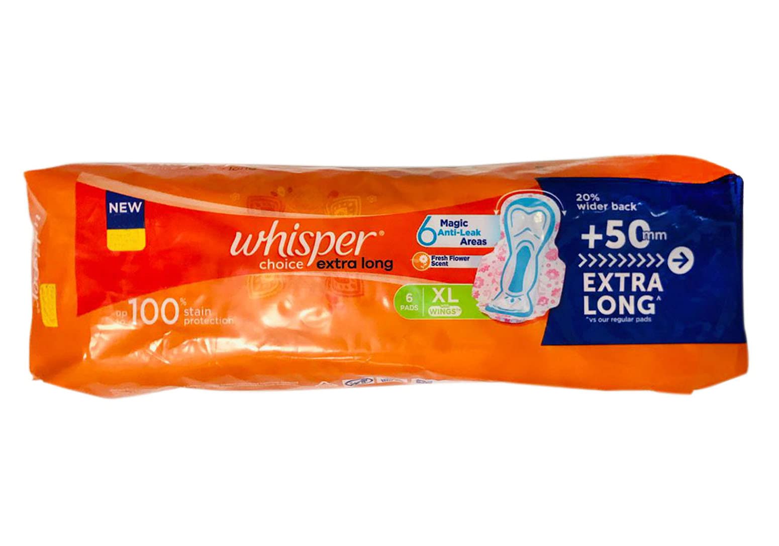 Whisper Choice Ultra Sanitary Pads - Extra Long XL 6 Pads