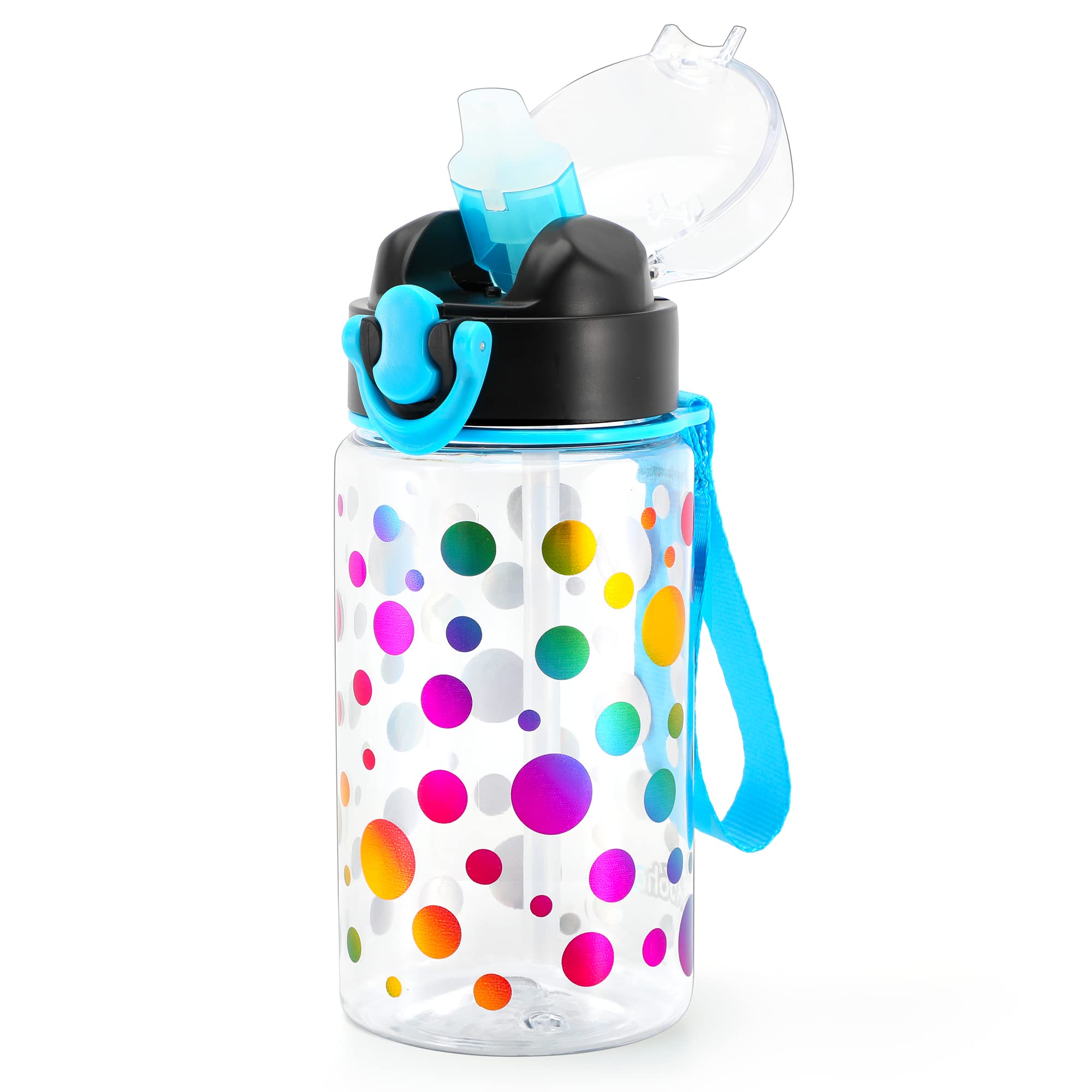 Cute Water Bottle with Straw for Kids Girls Boys BPA Free Tritan & Pretty  Foil Print & Leak Proof One Click Open Flip Top & Soft Silicone Sipper &  Easy Clean 