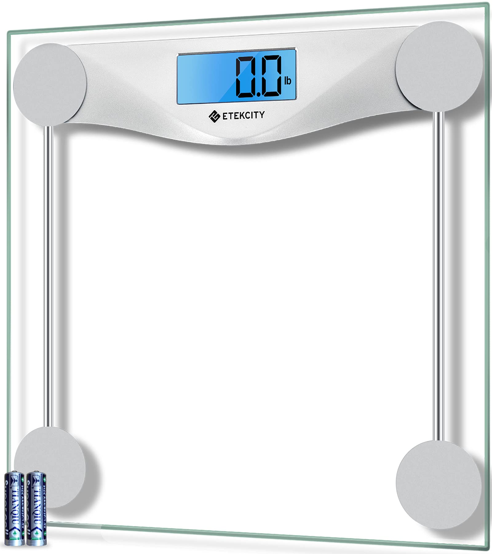 Etekcity Digital Body Weight Bathroom Scale, Large Blue LCD Backlight  Display, High Precision Measurements,6mm Tempered Glass, 400 Pounds Digital  Silver