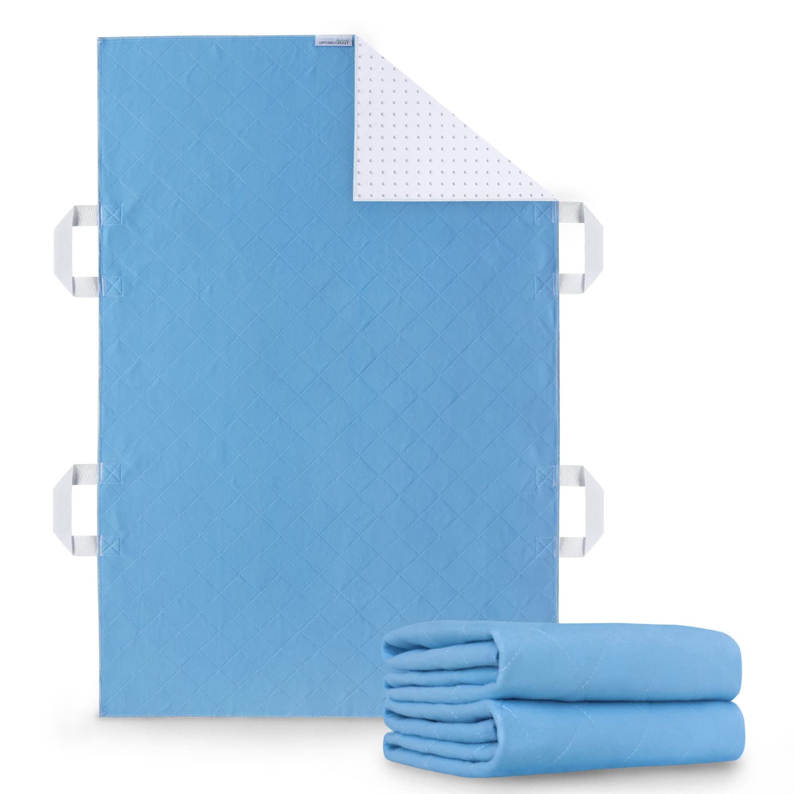 Washable Bed Pads Waterproof - 4 Pack 34 x 36 Reusable Underpads  Incontinence Chucks Pad Blue and White Pee Pads for Adults Anti Slip Sheet  Protector for Adults Elderly Kids Toddler and Pets