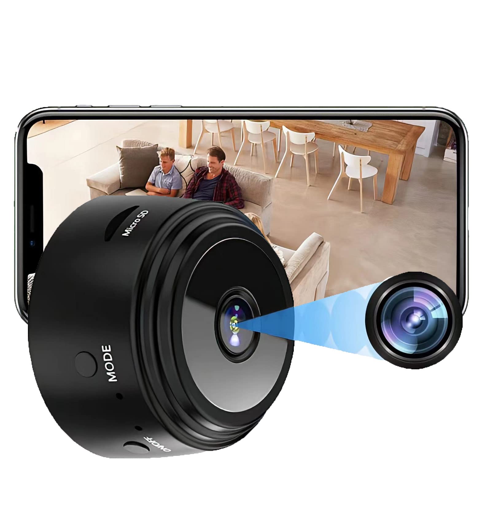 1080P Magnetic WiFi Mini Camera,Spy Camera Hidden Camera,Nanny Cam WiFi  Reshline Camera for Home Office Security,Secret Cameras with Motion  Detection Night Vision Black