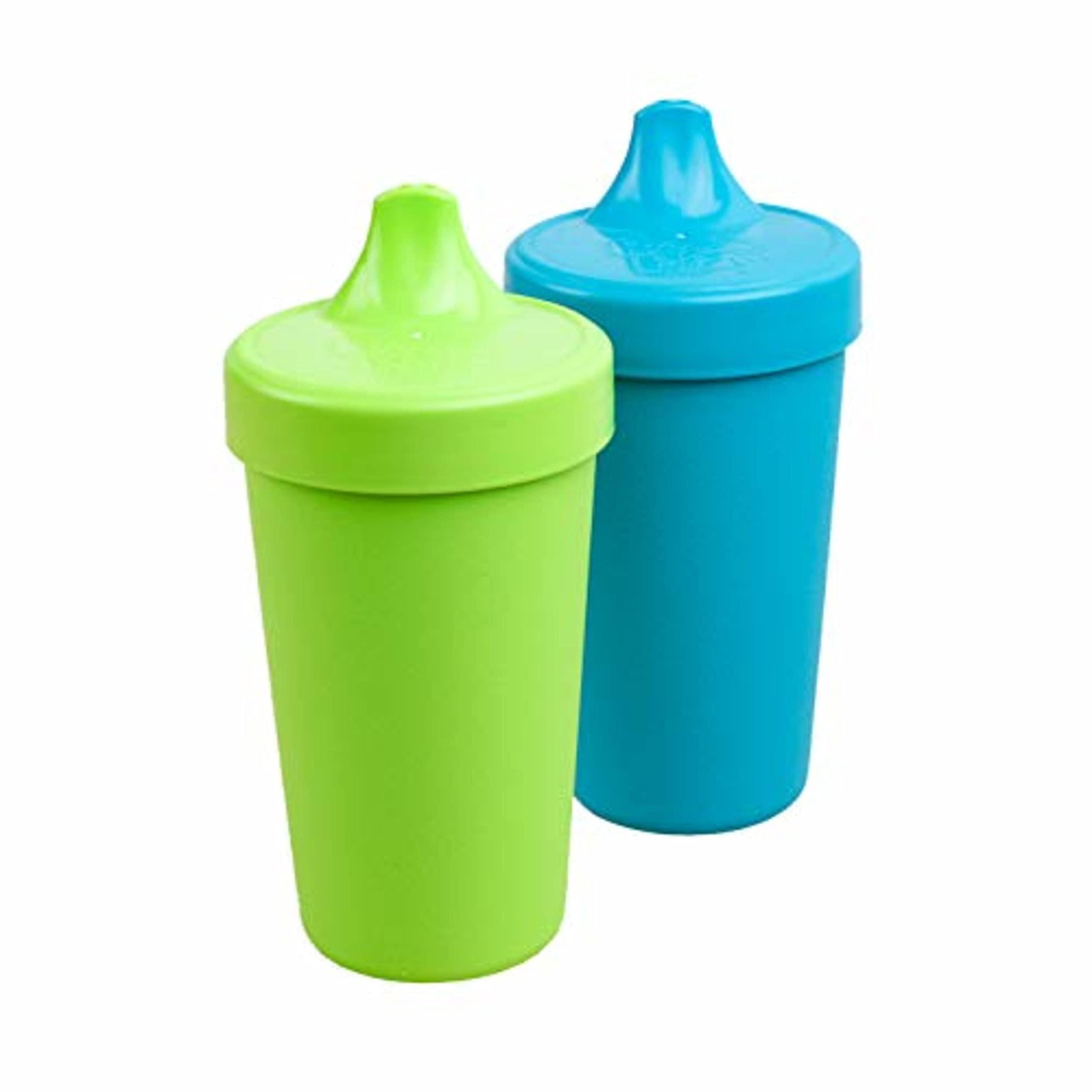 Re Play Made in USA 2pk Toddler Feeding No Spill Sippy Cups with 1 Piece  Silicone Easy Clean Valve BPA Free Eco Friendly Heavyweight Recycled Milk  Jugs Virtually Indestructible Lime & Sky