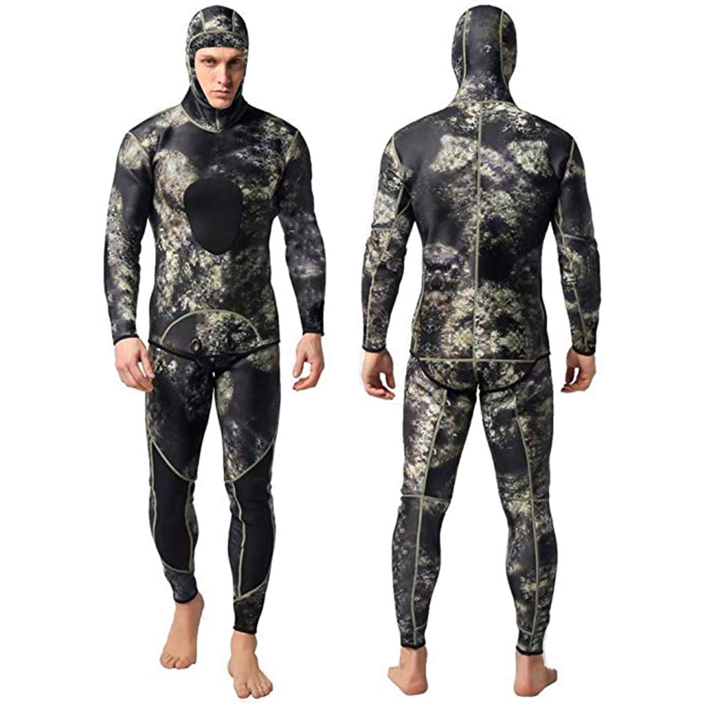Nataly Osmann Camo Spearfishing Wetsuits Men 3mm /1.5mm Neoprene 2-Pieces  Hooded Super Stretch Diving