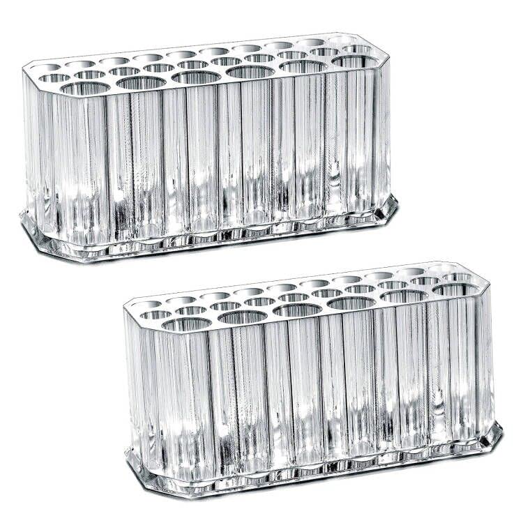 Miaowater Clear Acrylic Makeup Eyeliner Lip Liner Holder Organizer 26  Spaces (2Pack Clear)