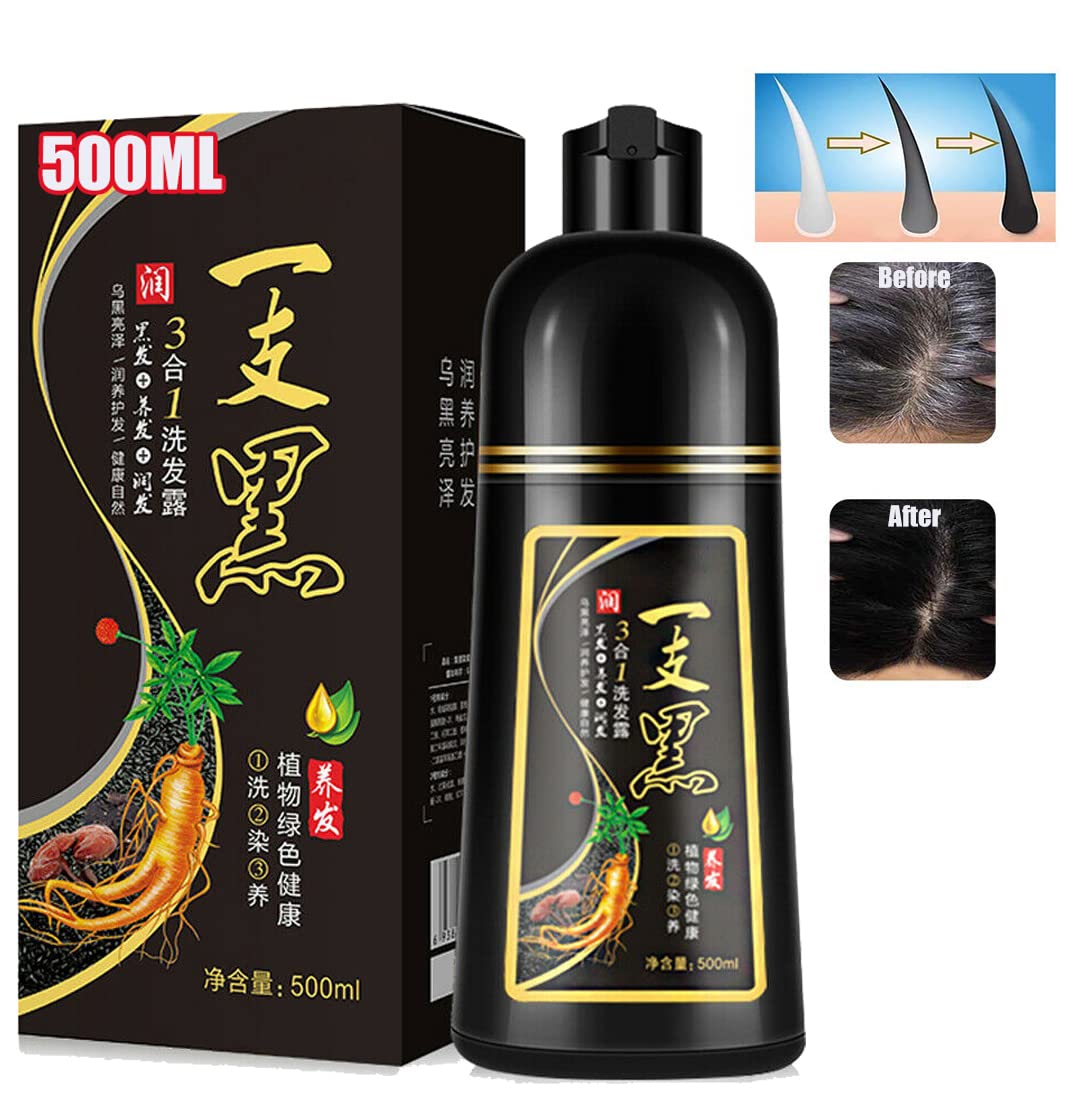 500ml Permanent Black Hair Shampoo Organic Natural Fast Hair Dye Plant  Essence Black Hair Color Dye