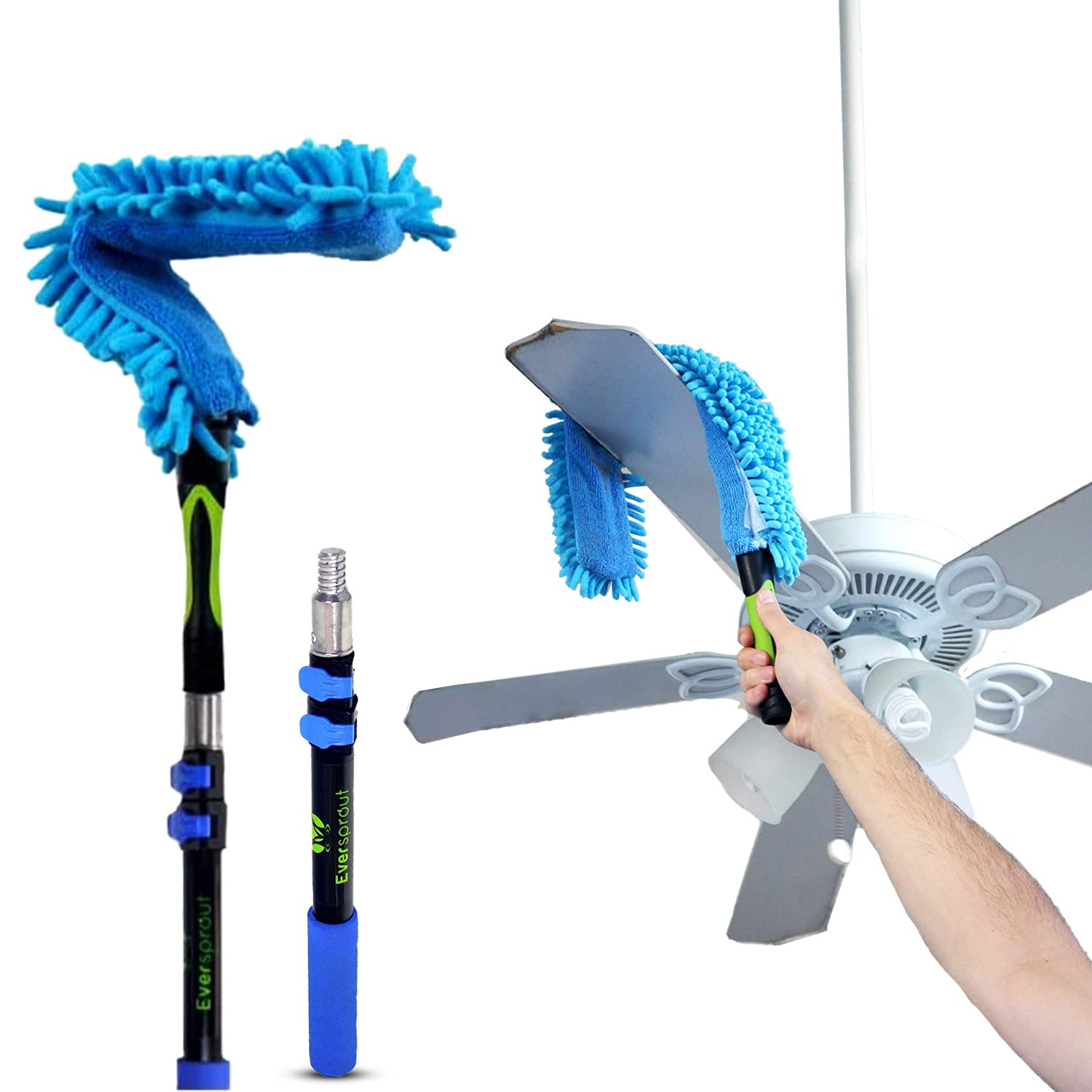 Flexible Microfiber Ceiling Fan Duster Bendable Removable Washable Brush  Head/