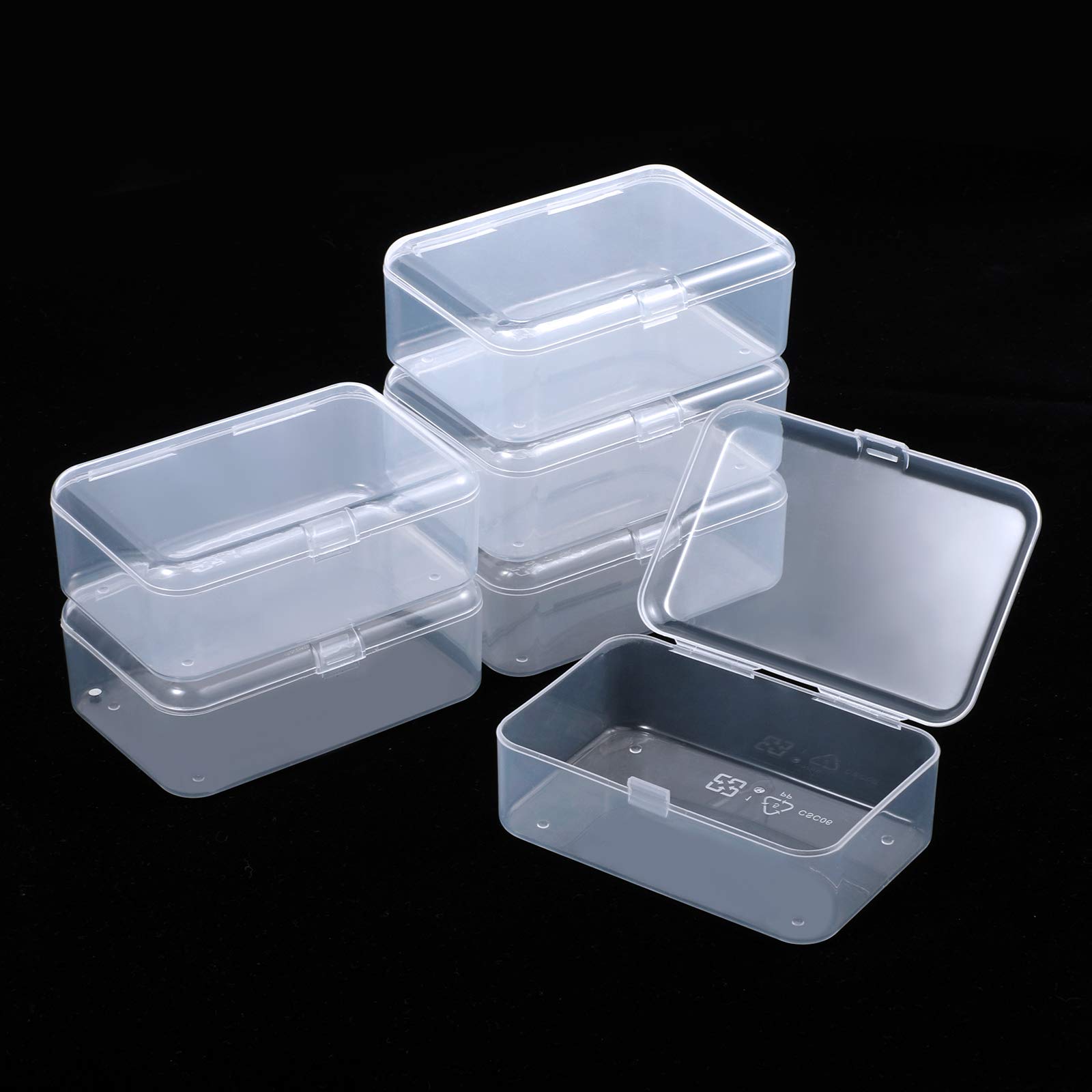 3 Sets Clear Plastic Storage Cases Small Beads Organizer Container  Transparent Boxes with Hinged Lid for Small Items with Hinged Lid and  Rectangle