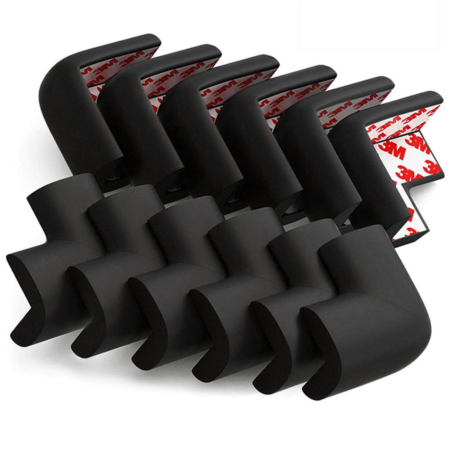 Unique Bargains 10pcs Edge Foam Corner Cushion Guard Strip Roll Soft Bumper  Protector Black