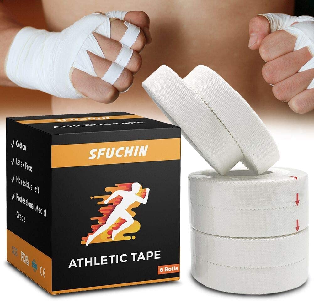 White Athletic Tape (6 Pack 0.5 10 Yards) - Finger Tape - Medical Tape -  Foot Tape - No Sticky Residue & Easy to Tear - for Rock Climbing,  Jiu-Jitsu, Grappling, Martial
