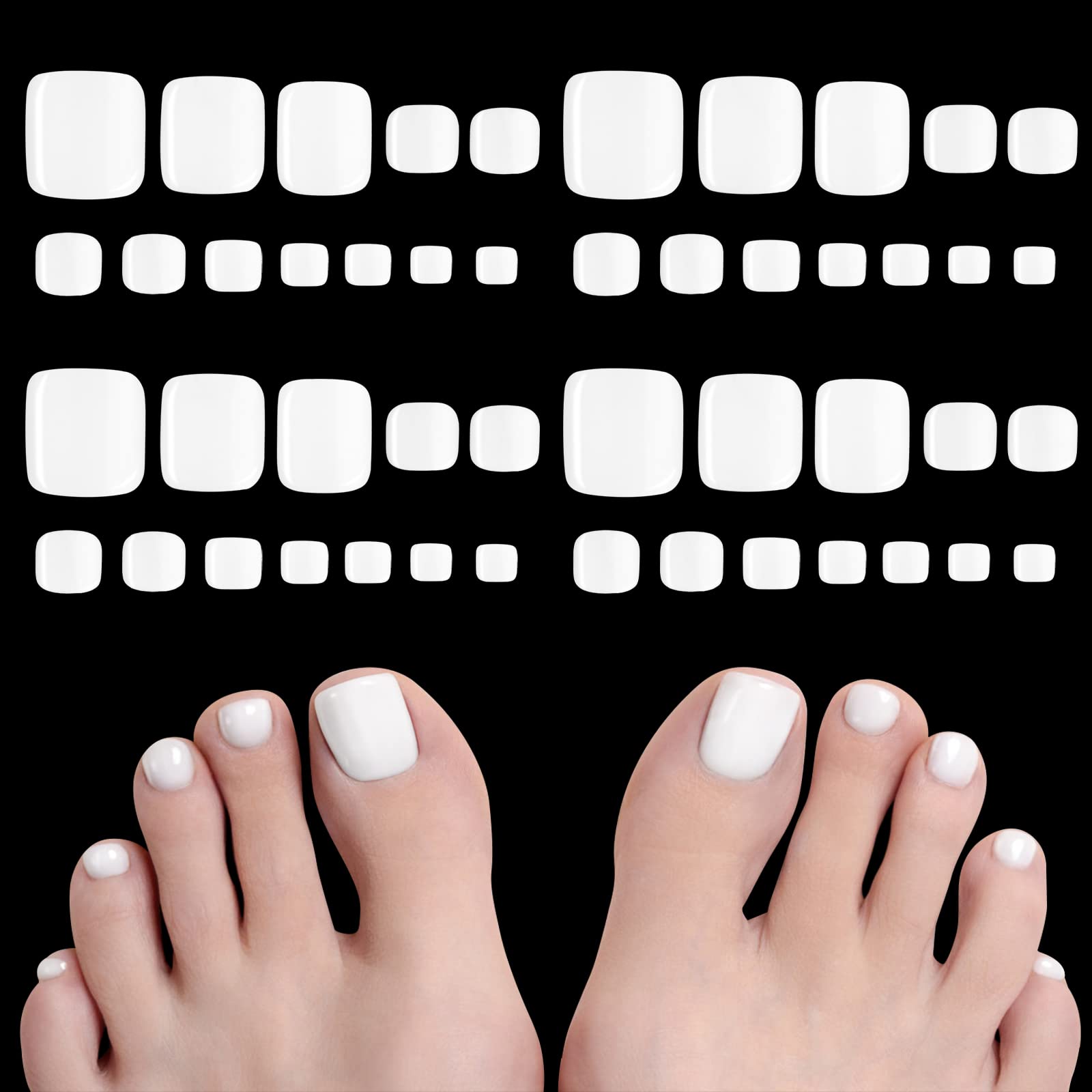 GLITTER WAVY FAKE Toenails Short Square Foot Nails Toe Nails for Women Girl  $3.98 - PicClick AU