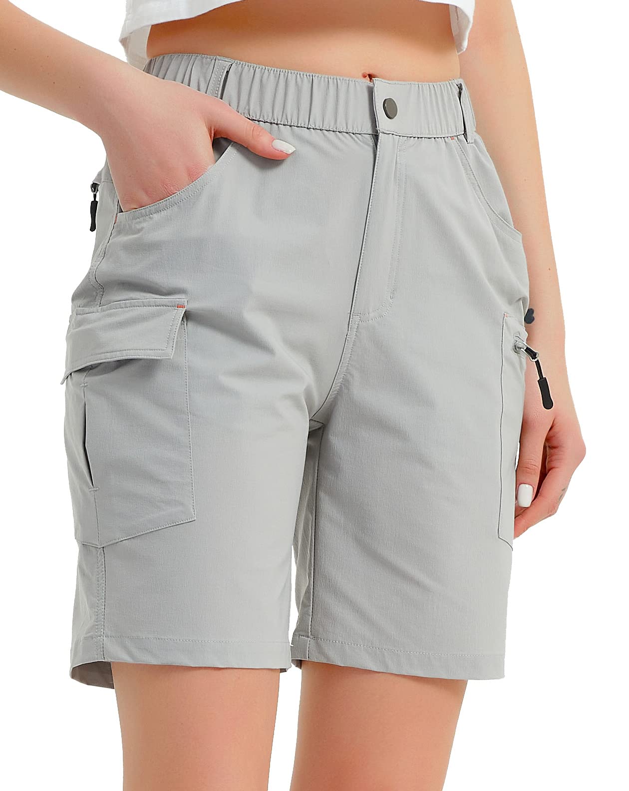 Nomolen Women's Hiking Cargo Shorts Lightweight Quick Dry Outdoor Golf  Travel Shorts for Women with Zipper