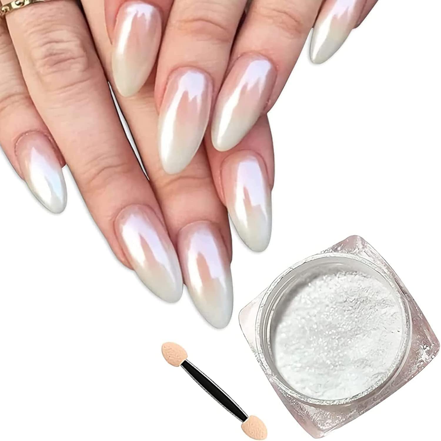 WHITE CHROME POWDER Matte Pigment Pearl Nails Nail Art Crystal Shiny Dust  DIY