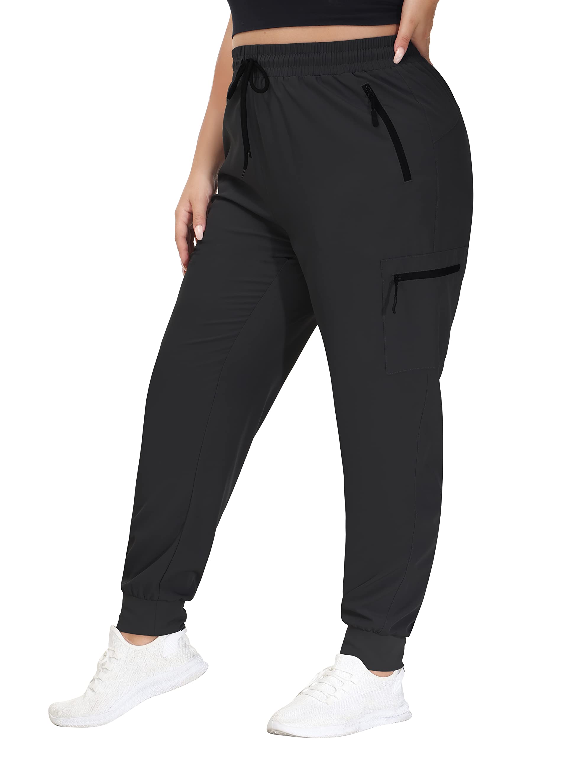 SEKINO Women's Plus Size Hiking Cargo Pants Lightweight Quick Dry Joggers  Athletic Workout Outdoor Zipper Pockets Pants Black 3X