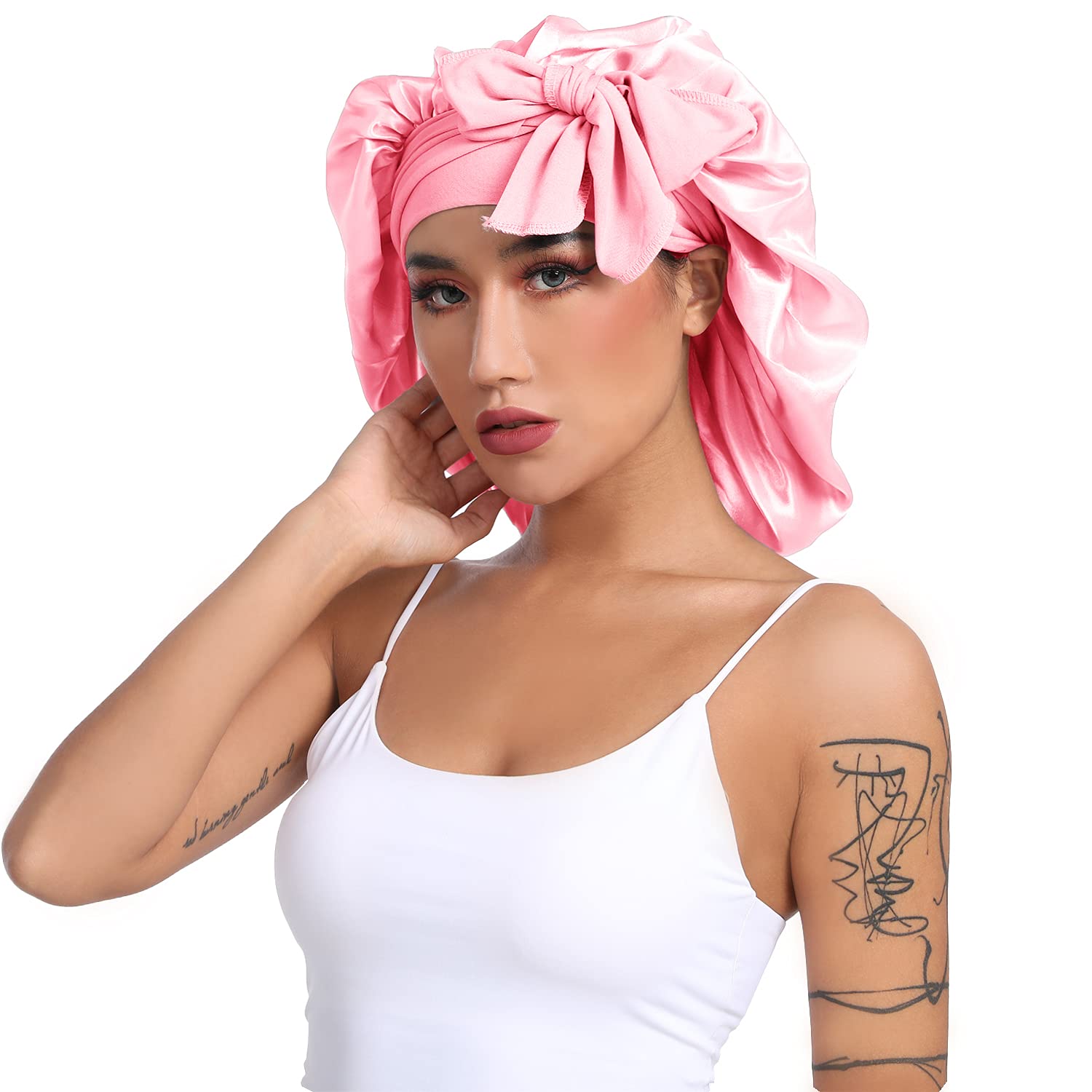 Satin Bonnet With Logo Silk Hair Bonnet Jumbo Size For Sleeping