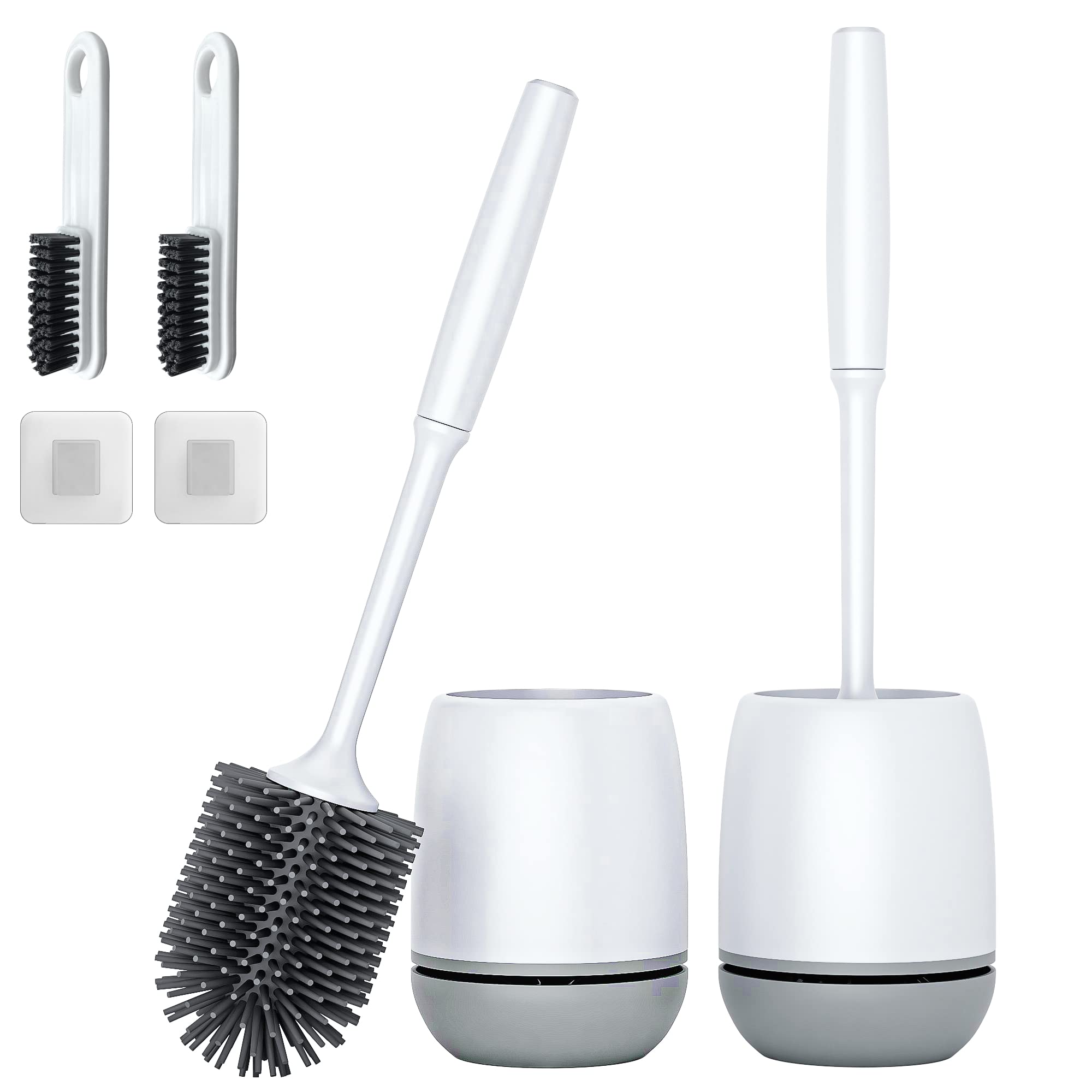 Silicone Toilet Brush With Holder Set Toilet Bowl Brush For Bathroom No  Scratch Soft Toilet Cleaner Brush Wall Mounted