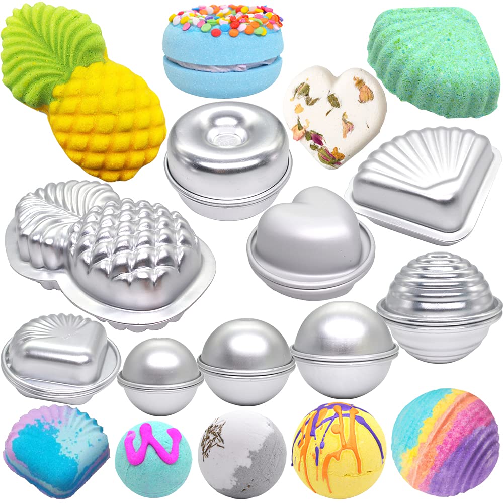 Metal Bath Bomb Mold 18 PCS of 9 Sets ( 6 Hemispheres 2 Pineapple