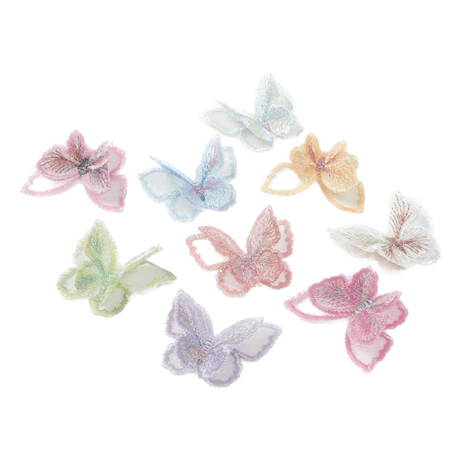 10PCS Butterfly Lace Applique Organza Embroidery Double Layers Butterfly  Patches Sewing for Craft Projects (Pale Blue)…