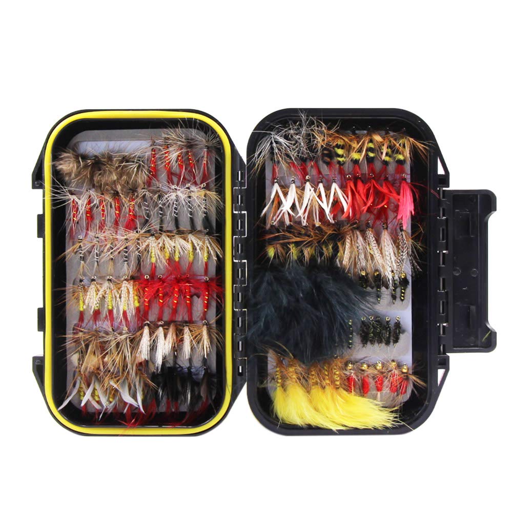 Croch 120pcs Dry Flies Wet Flies Flies Box Set Mix Designs Fishing Lure  Bass Salmon Trouts