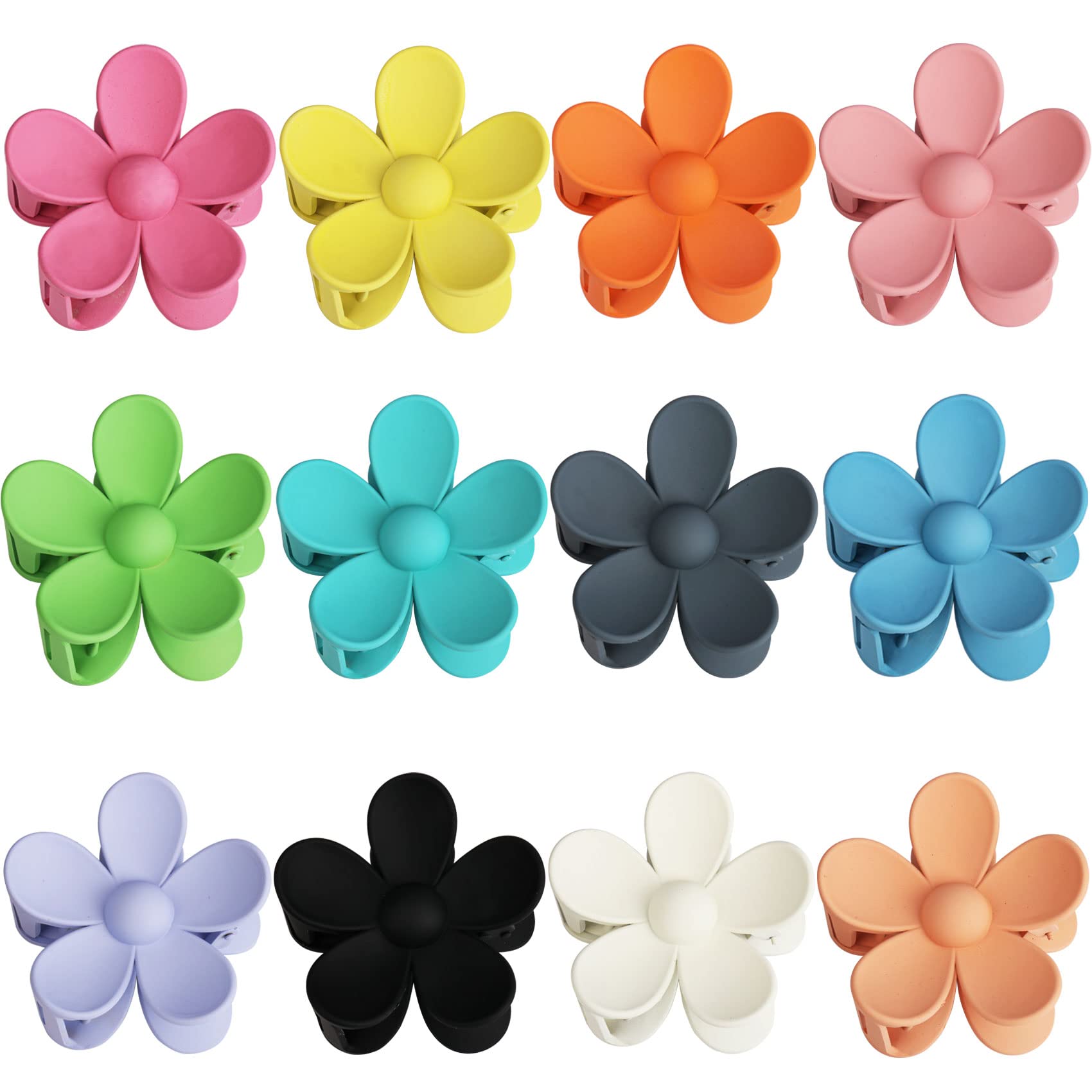 12 Pieces Flower Claw Clips Large Hair Jaw Clips for Women Girls Thick Hair  12 Colors Matte Big Hair Claw Clips Non Slip Strong Hold Hair Catch Clamps  Barrettes Headwear Accessories for