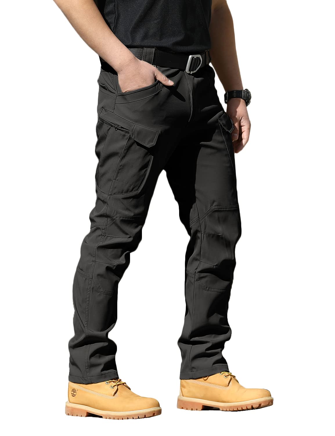 Men's Combat Cargo Trousers Elasticated Stretch Waist Bottoms Casual Work  Pants | eBay