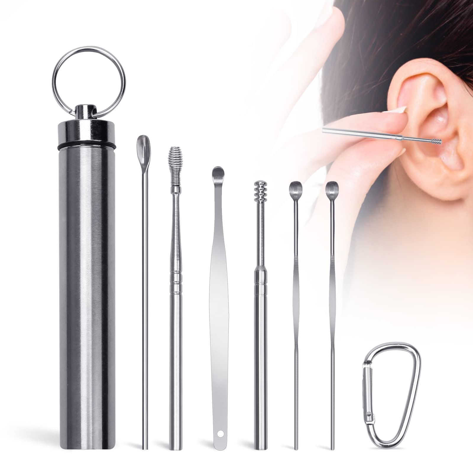 Stainless Steel Ear Wax Removal Kit With Storage Box, Ear Cleaning