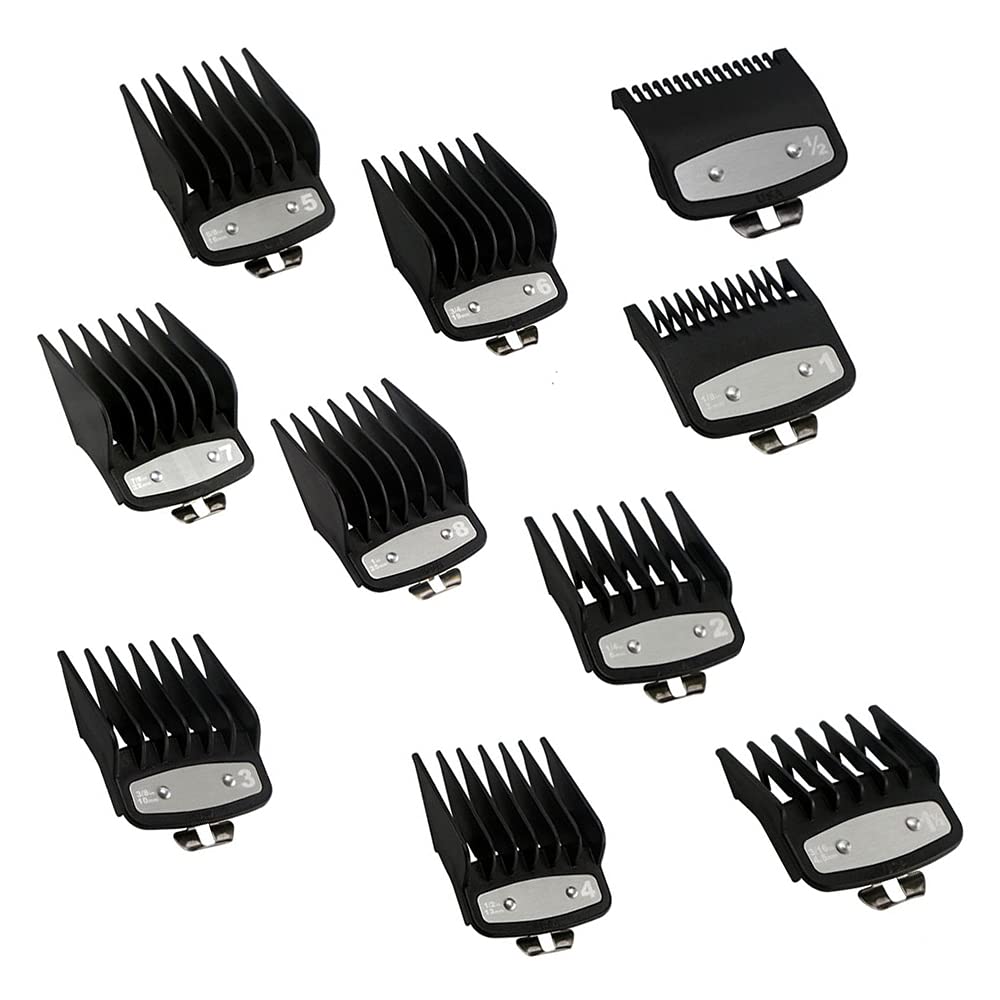 Clipper Guards, 10PCS Professional Hair Clipper Combs Guides Black  Versatile Premium Cutting Guide Comb Fits All