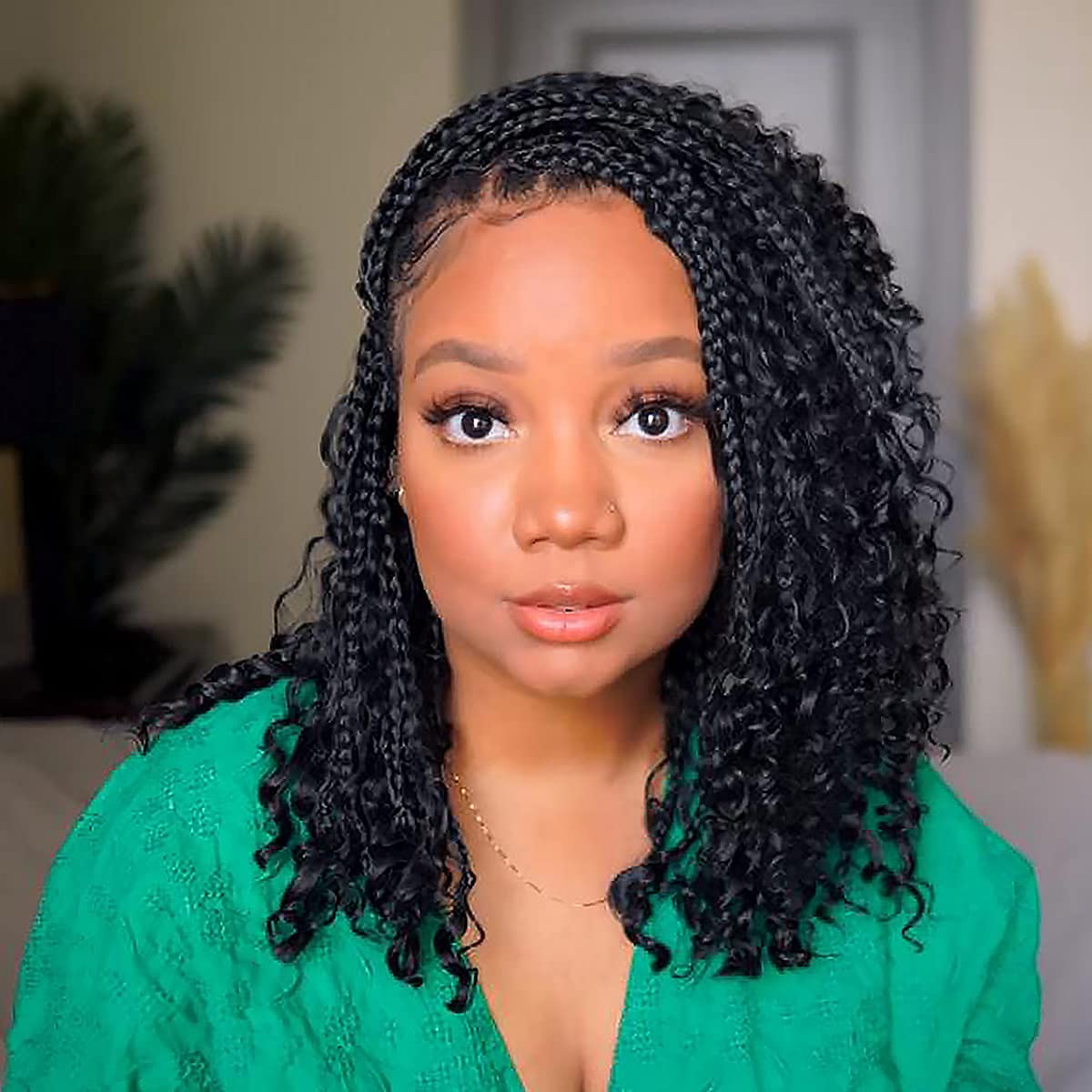 COOKOO 10 Inch Goddess Box Braids Crochet Hair With Curly Ends 8