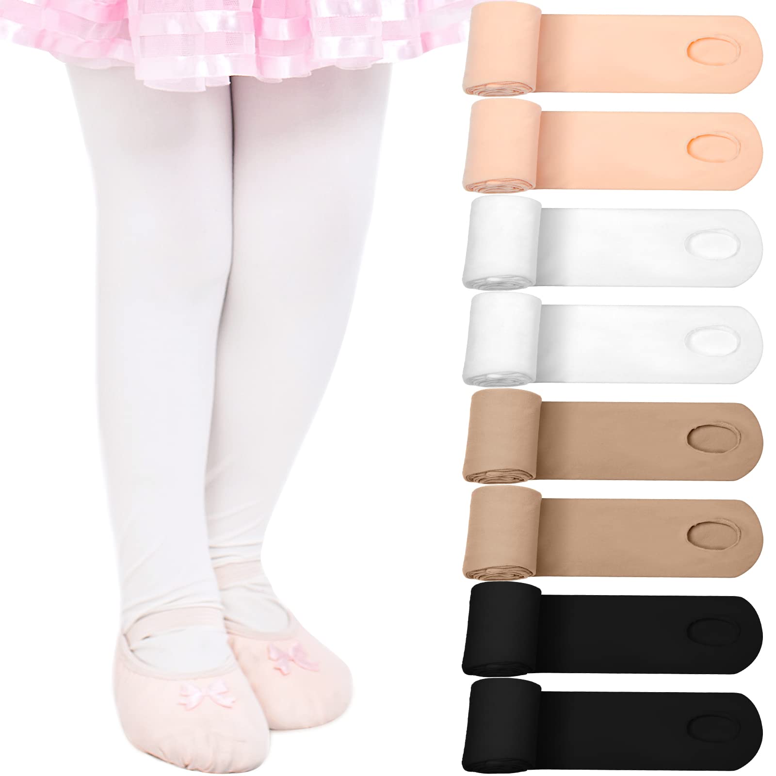 8 Pairs Girls Ballet Tights Soft Dance Tights for Toddler Convertible  Footless Tights with Hole Tights (