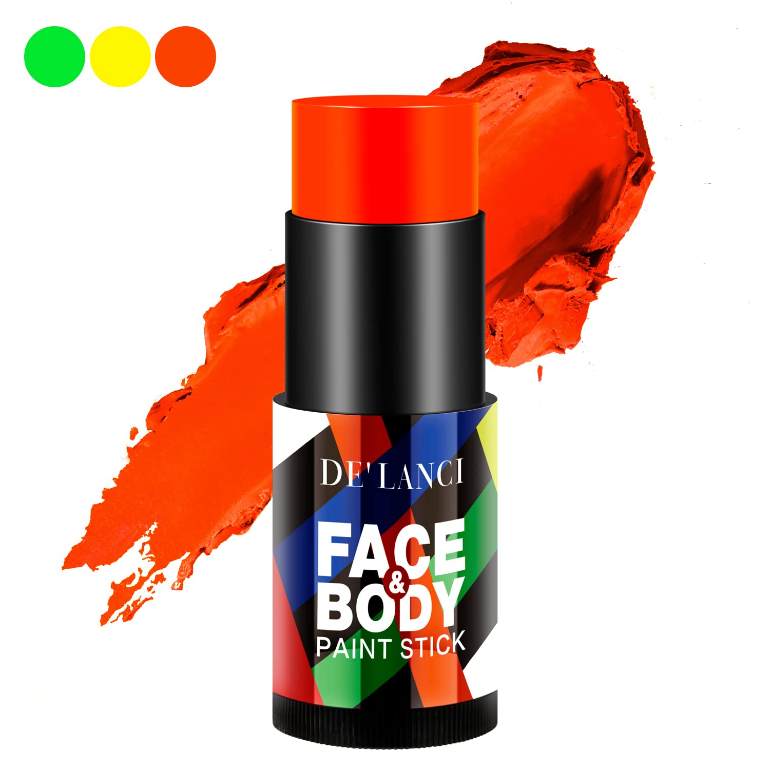 DE'LANCI Neon Orange Face Paint Stick Cream Blendable Body Paint