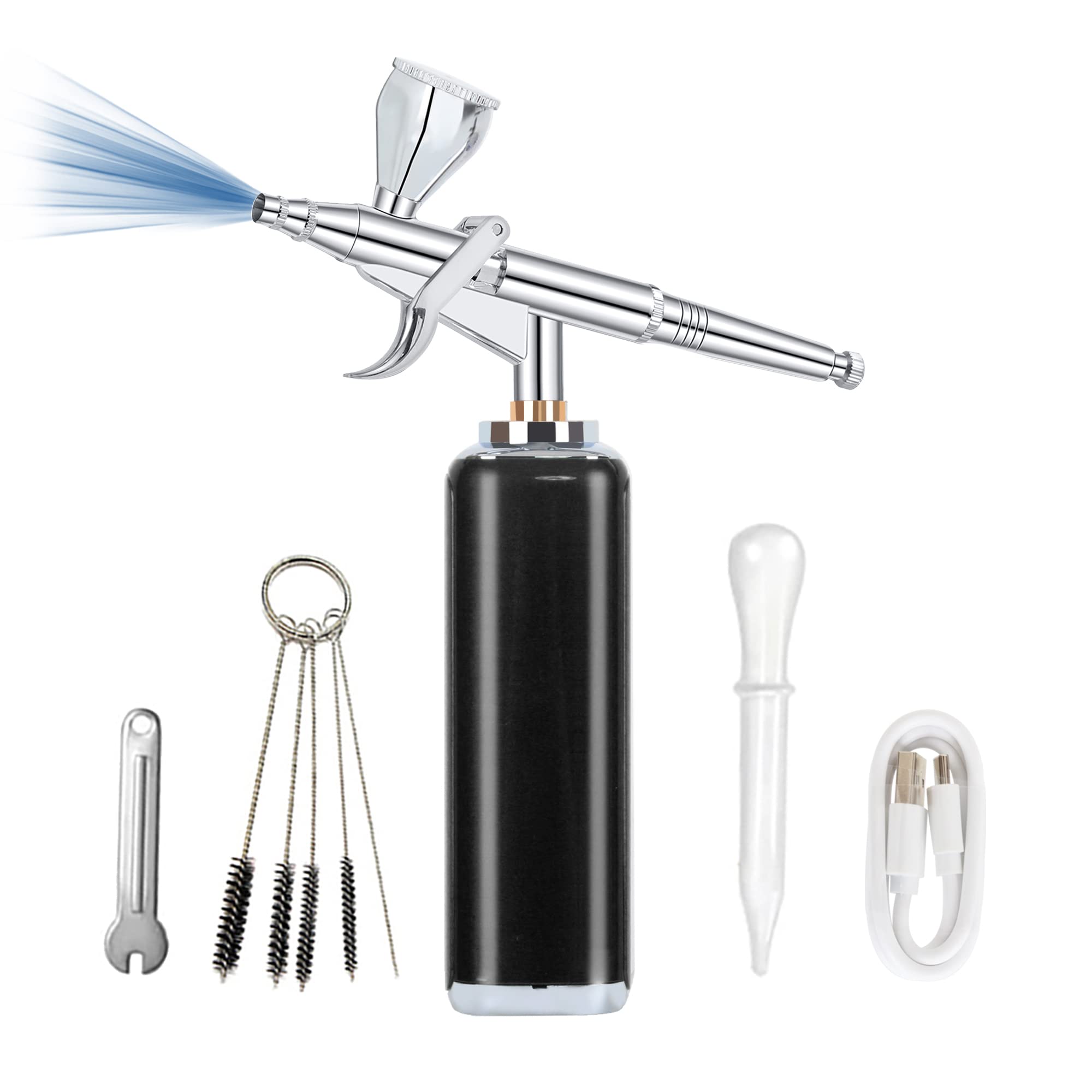 Airbrush Kit With Compressor Portable Mini Air Brush Spray Gun With  Compressor Kit Single-dual Action Paint Set-black -krygv