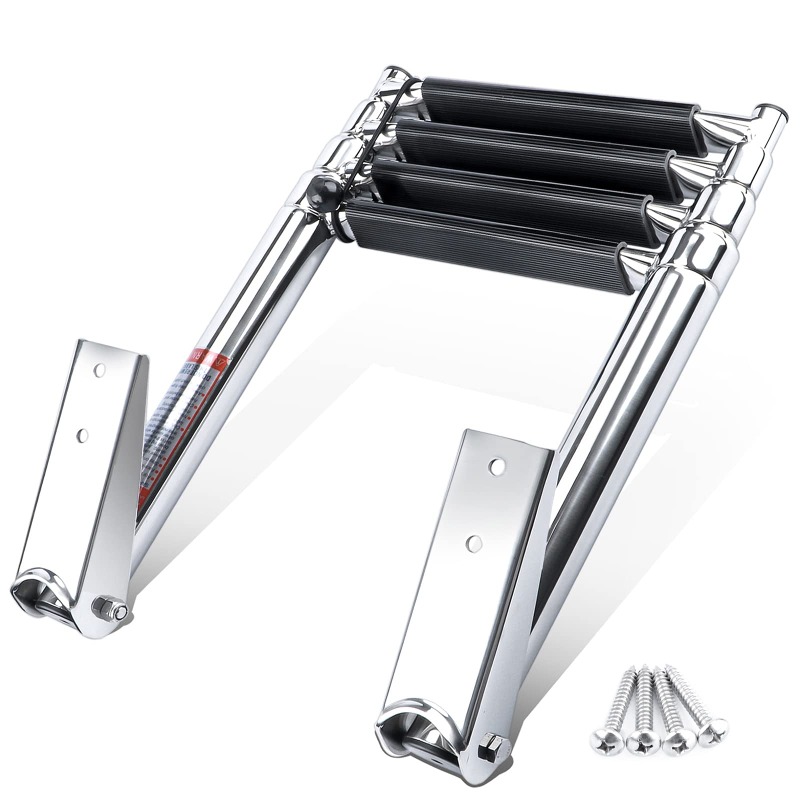 Stainless Steel Boat Ladder 3-Step - Telescoping Folding Ladder For Pontoon Boats I 990112