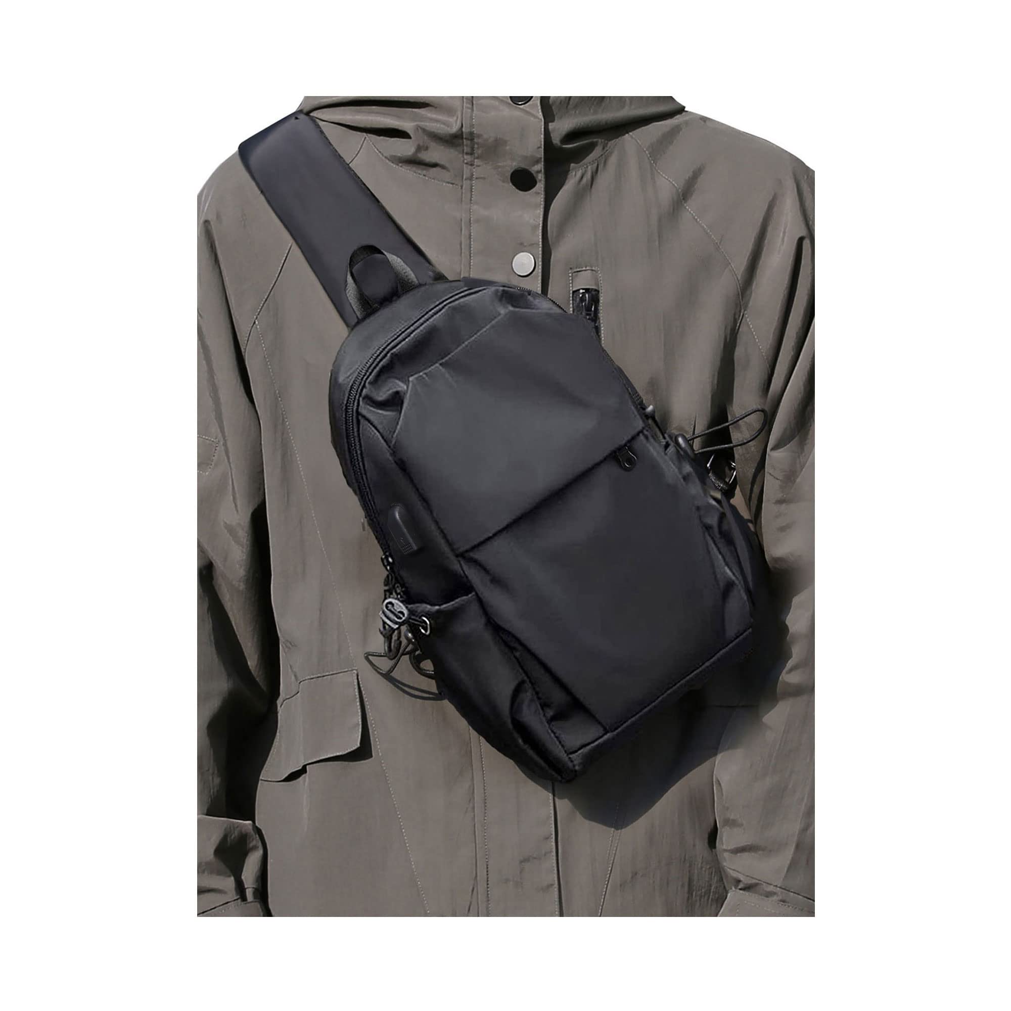 SUNGOOYUE Travel Sling Backpack, Multifunction Large Capacity Breathable  Nylon Sling Shoulder Bag for Travel Hiking Sports Men Women (black)
