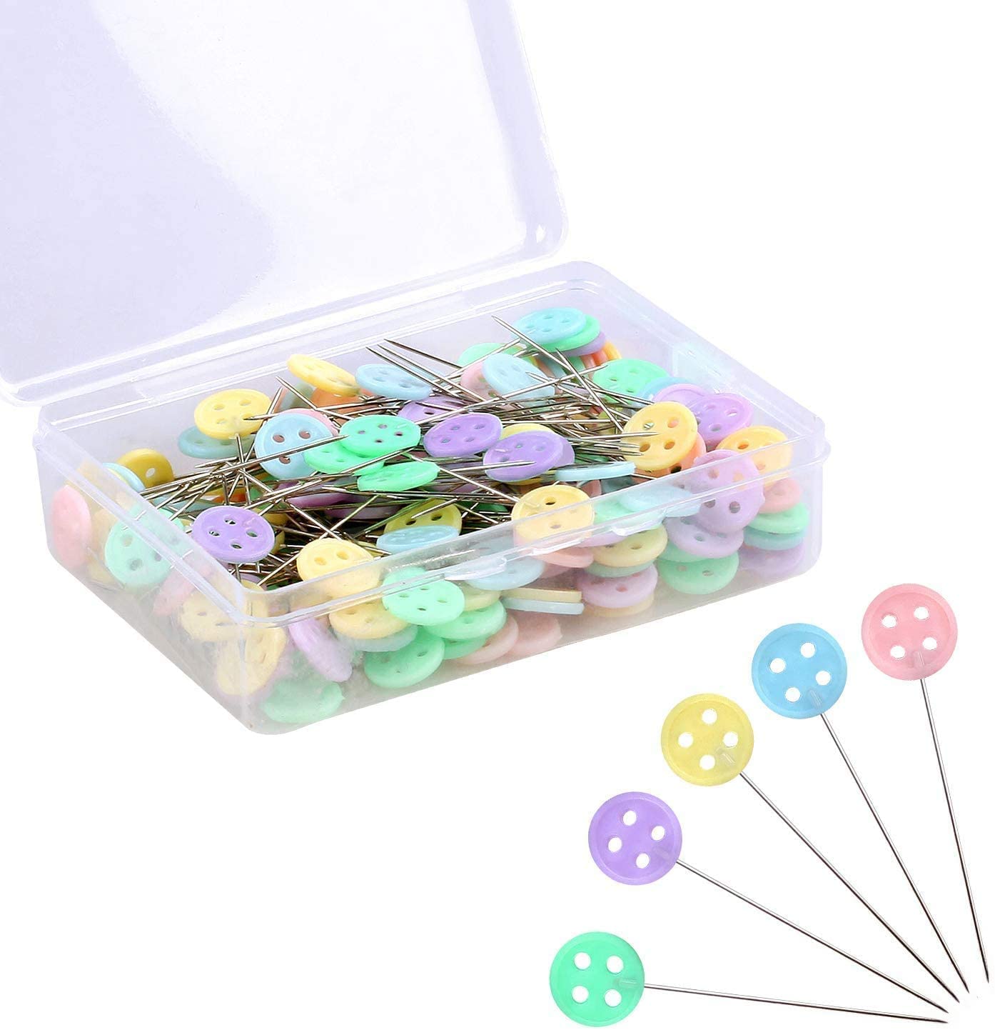 200 PCS Flat Head Pins Straight Pins Sewing Pins for Fabric Button Colored Heads  Quilting Pins