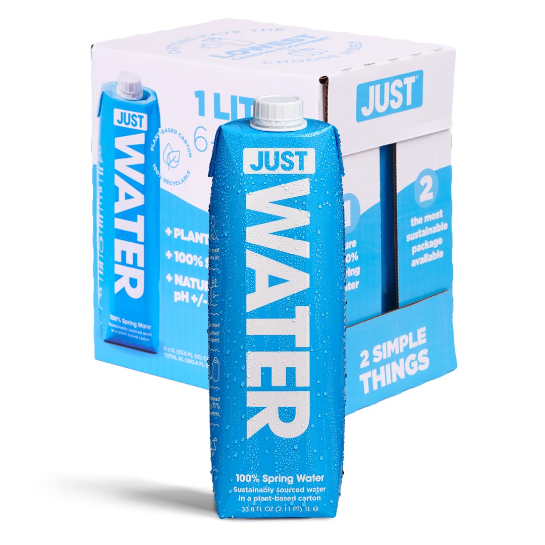 JUST Water - 100% Spring Water, Naturally Alkaline, 8.0 pH - Plant-Based,  BPA Free, Sustainable and