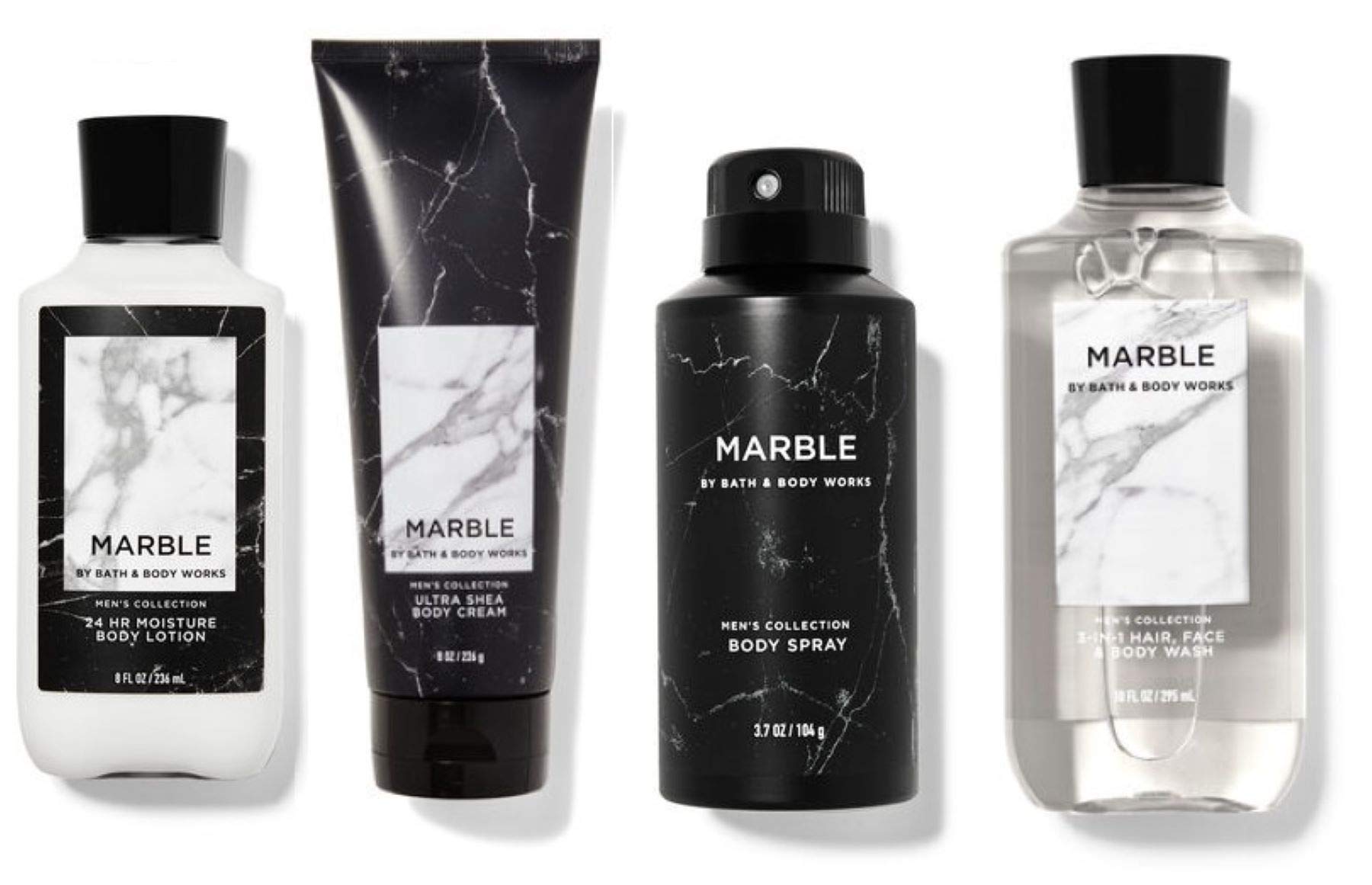 BATH AND BODY WORKS MARBLE FOR MEN DELUXE GIFT SET - Deodorizing Body Spray  - Body Lotion - Body