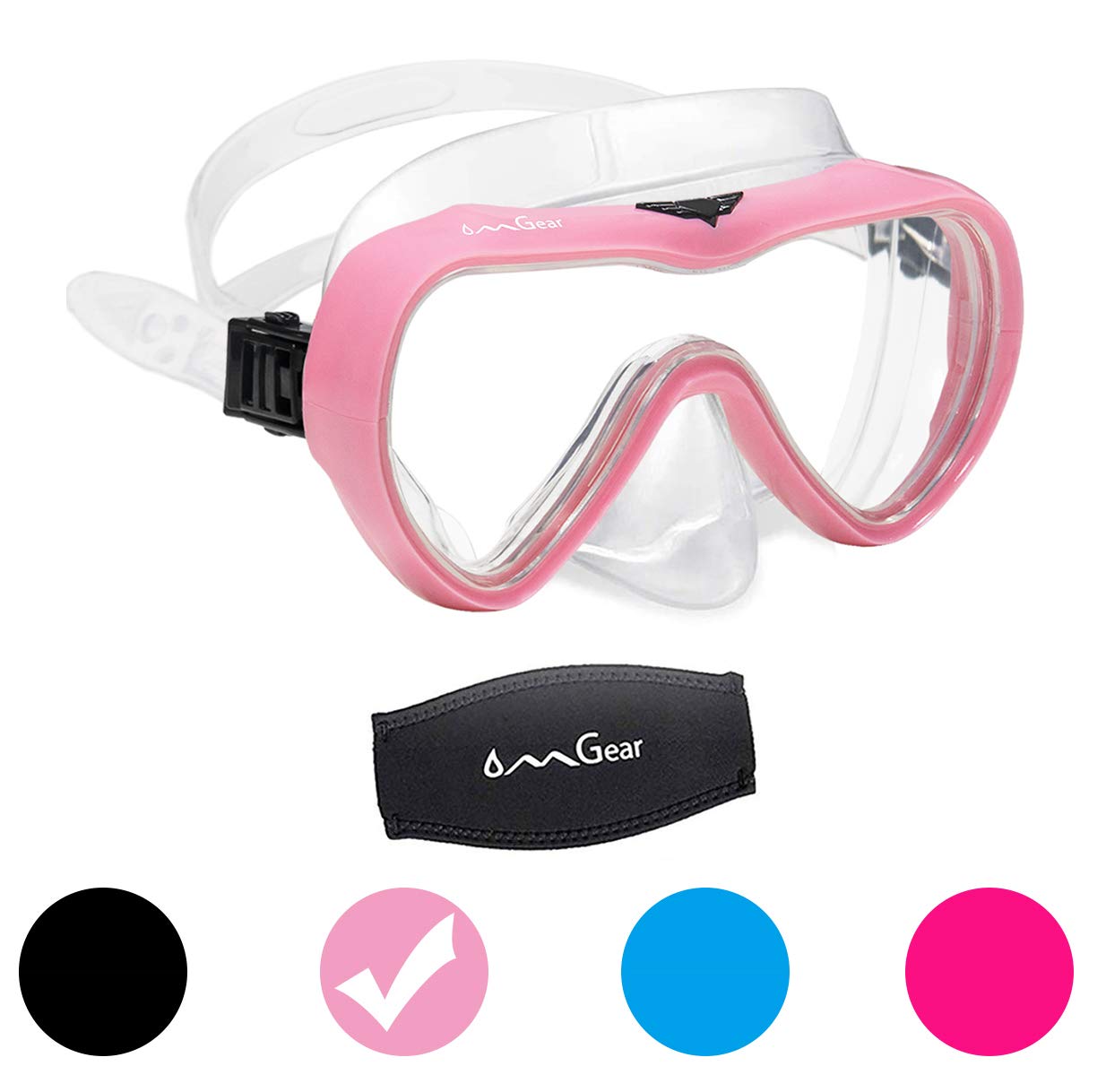 OMGear Diving Mask Snorkeling Gear Kids Adult Snorkel Mask Dive Goggles  Silicone Swim Glasses with Nose Cover for Scuba Free Diving Spearfishing  Neoprene Strap Cover Impact Resistance Pink