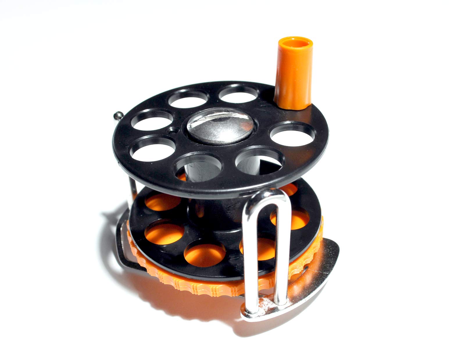 pelengas Spearfishing Speargun Reel Stanless Steel -Plastik with Side Exit  Line black-orange