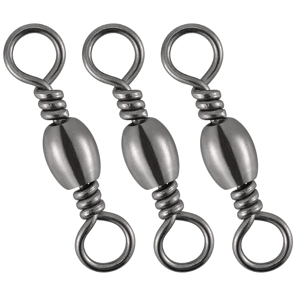 Dr.Fish 50 Pack Fishing Snap Swivels, Barrel Swivel with Snap Freshwater  Swivels Fishing Tackles, Stainless Steel Safty Interlock Snaps Black Nickel