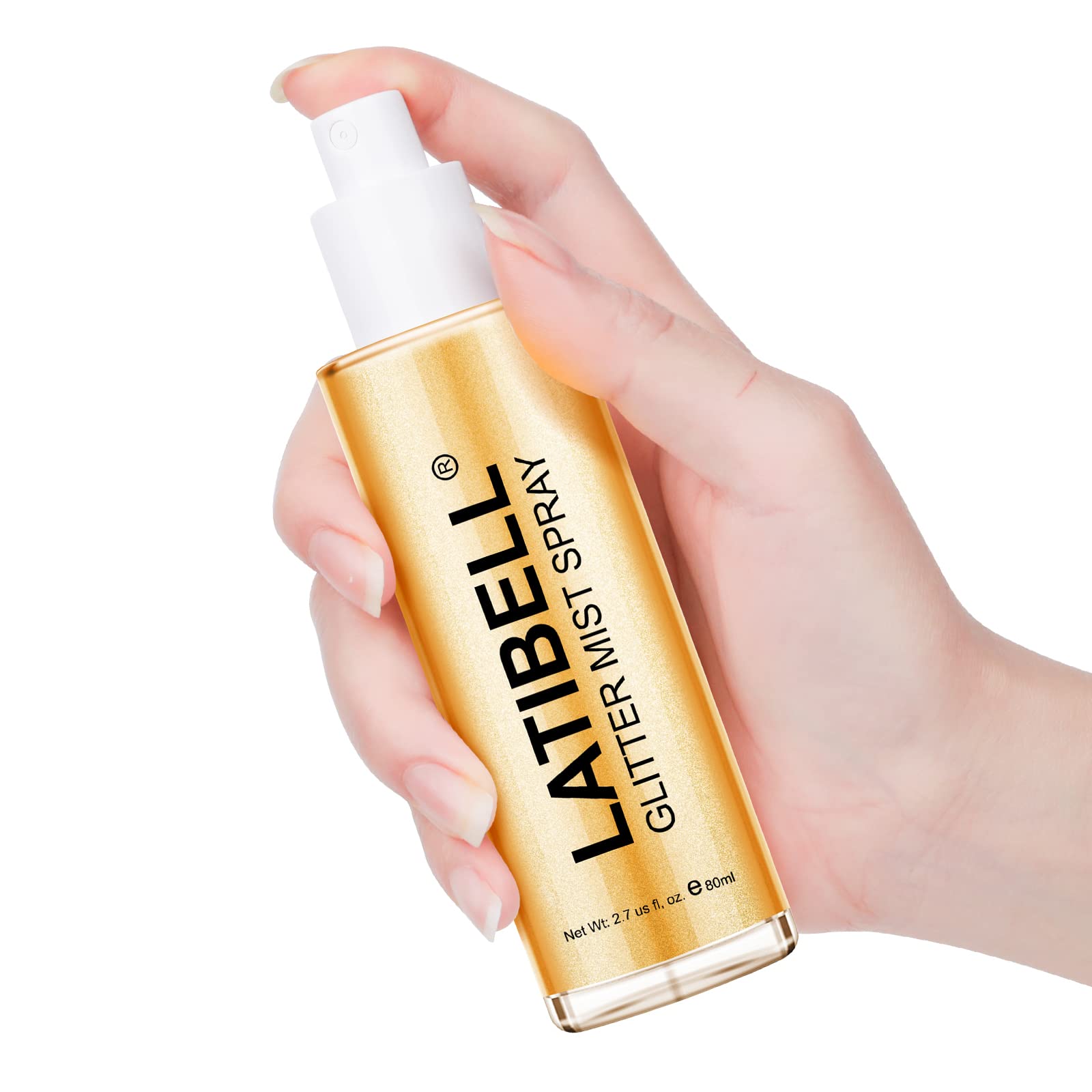 LATIBELL Body Glitter Spray, Silver Glitter Spray for Hair and