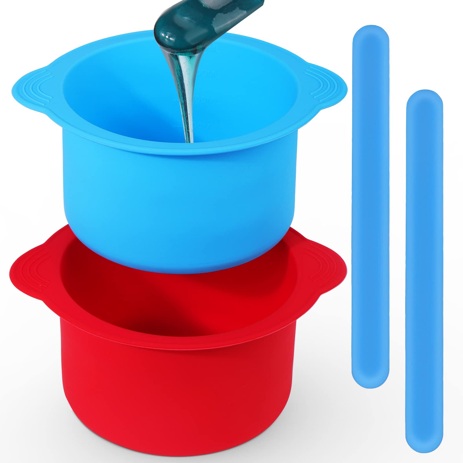 Butory 2pcs Silicone Wax Pot Set with Reusable Stirring Rods Non-Stick Silicone Waxing Spatulas Pot for Hard Wax Heater, Easy to Clean, Size: 1Set
