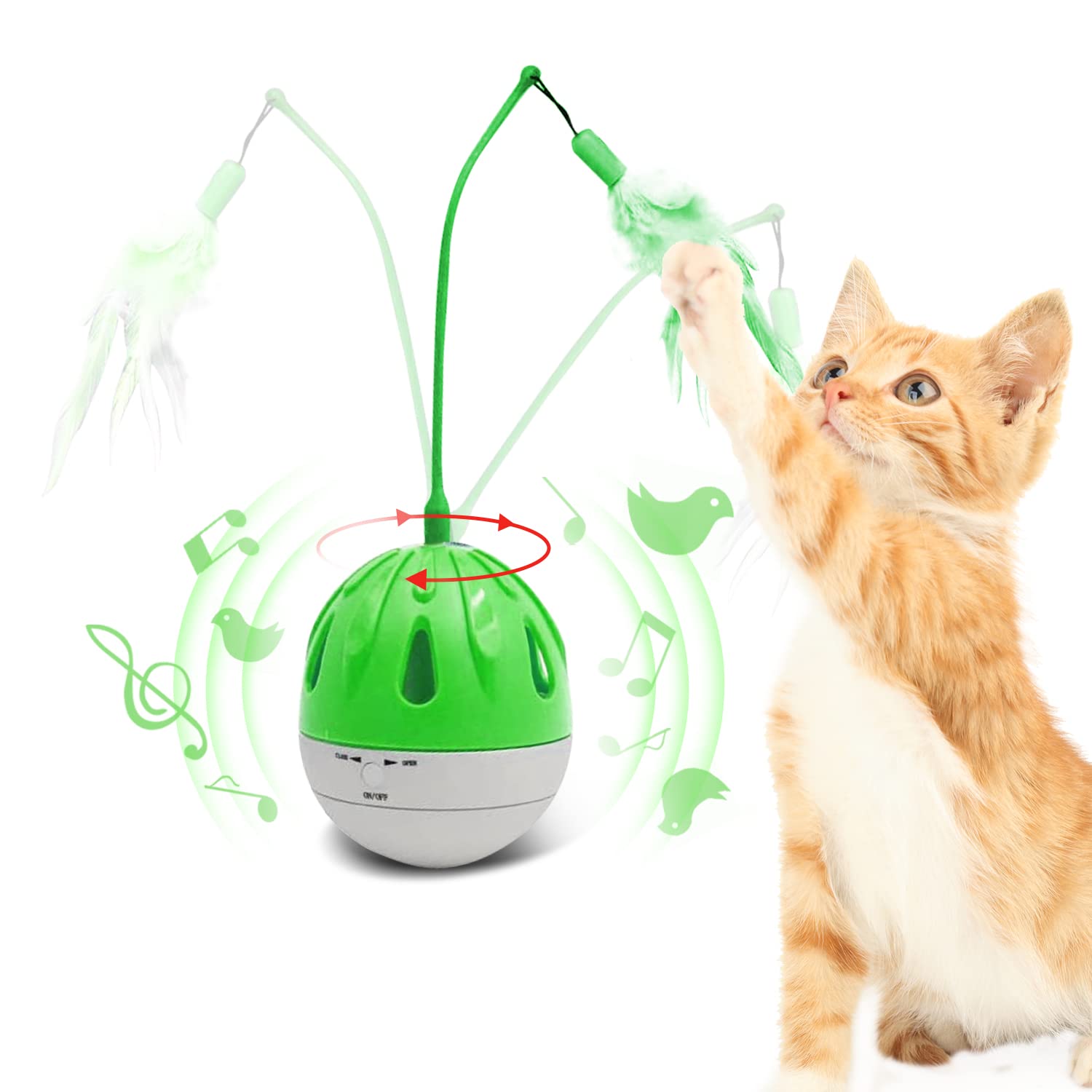 PKNOVEL Automatic Cat Toys Interactive Cat Feather Toys, Pet Exercise Toys,  Funny Swing Ball, Cat Exercise