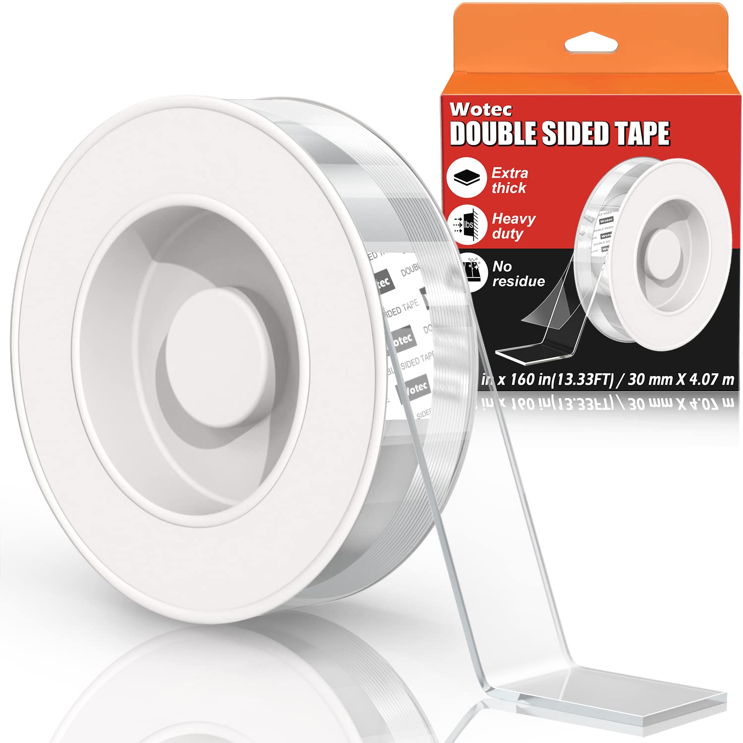 Extra Large Double Sided Mounting Tape Heavy Duty Removable 1.18 Inch x 160  Inch Clear & Tough Multipurpose Picture Hanging Strips Adhesive Poster Nano  Carpet Tape