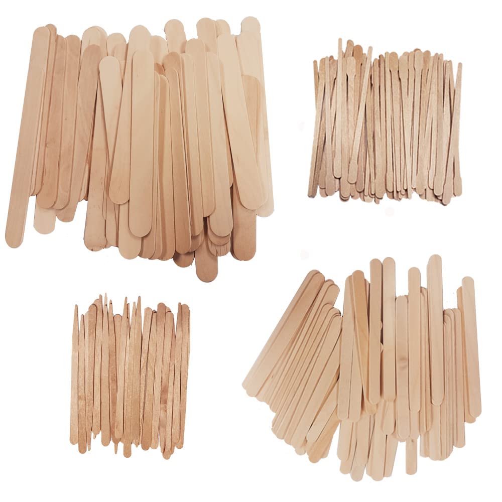 DOSIMIIN 4 Style Assorted Wooden Waxing Sticks 300 pack, Hair Removal  Sticks Applicator,Spatulas, For Brazilian