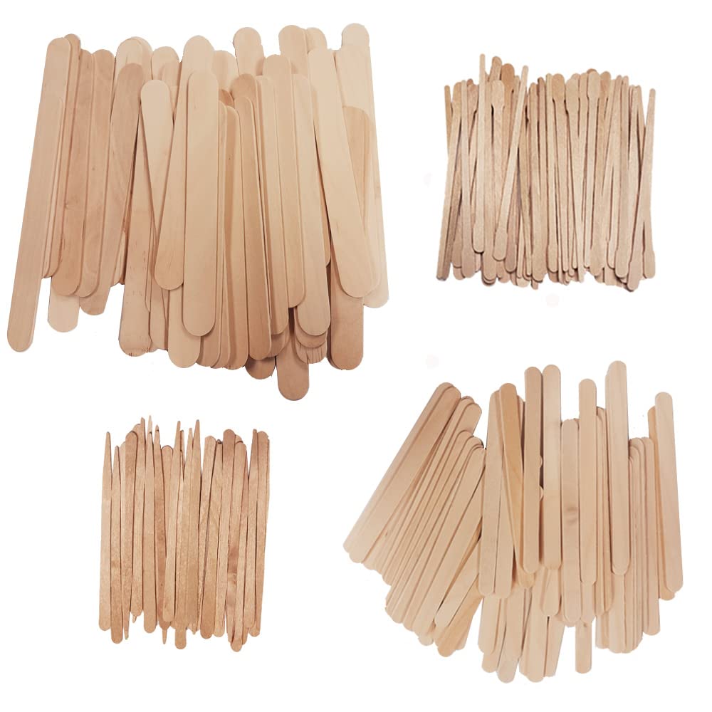 DOSIMIIN 4 Style Assorted Wooden Waxing Sticks 300 pack, Hair Removal Sticks  Applicator,Spatulas, For Brazilian