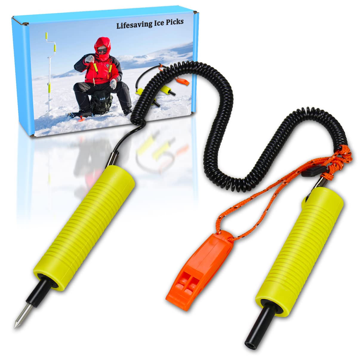 Huntury Retractable Ice Safety Pick for Ice Fishing, Ice Skating, Ice Safety  Spikes, Ice Fishing Safety