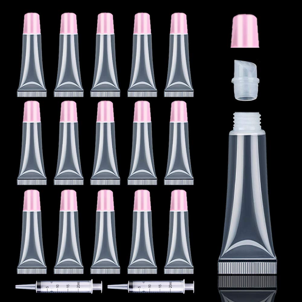 50PCS Lip Gloss Tubes Empty 10ml Pink Cap Lip Gloss Containers Lip Balm  Tubes Cute Squeeze