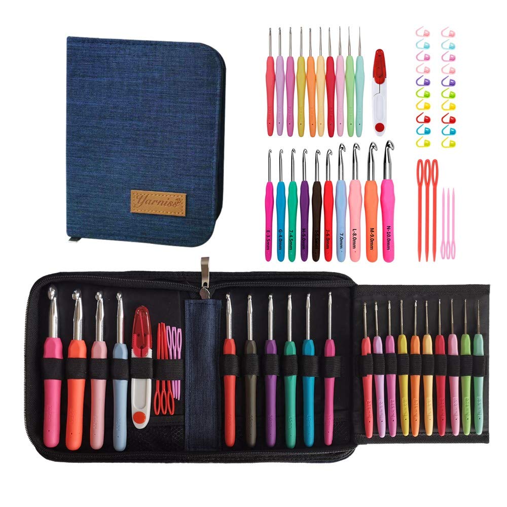 Lighted Crochet Hooks Set - 11 Sizes Light Up Crochet Hooks with  Case,Rechargeable Crochet Hook with Light,2.5mm to 8mm 